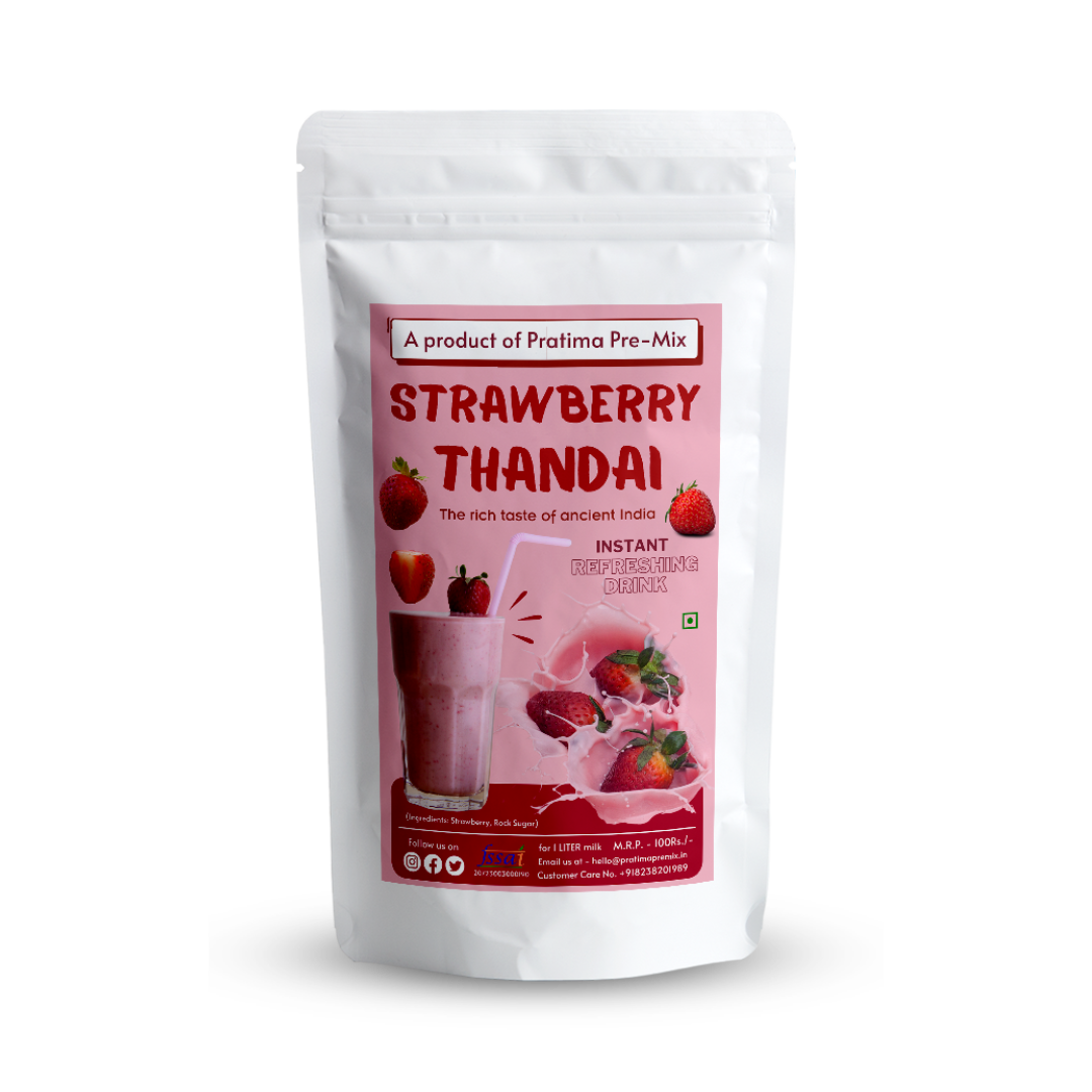 Strawberry Thandai – Bulk 80 Pack | 12kg | Fruity Instant Drink Mix (150gm each)