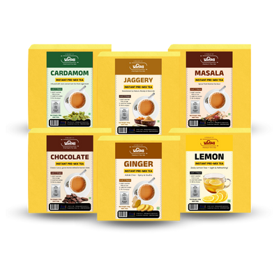 Pratima Premium Instant Pre-Mix Tea 6-flavour assorted combo pack