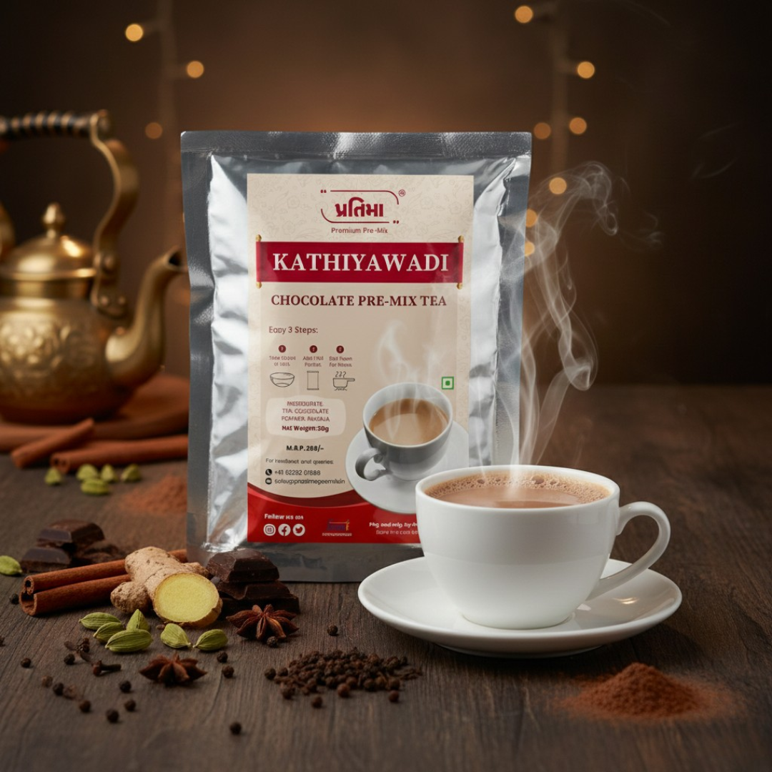 Kathiyawadi Chocolate Tea Pre-Mix – For 500ml Milk