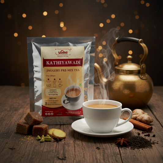 Kathiyawadi Jaggery Tea Pre-Mix – For 500ml Milk