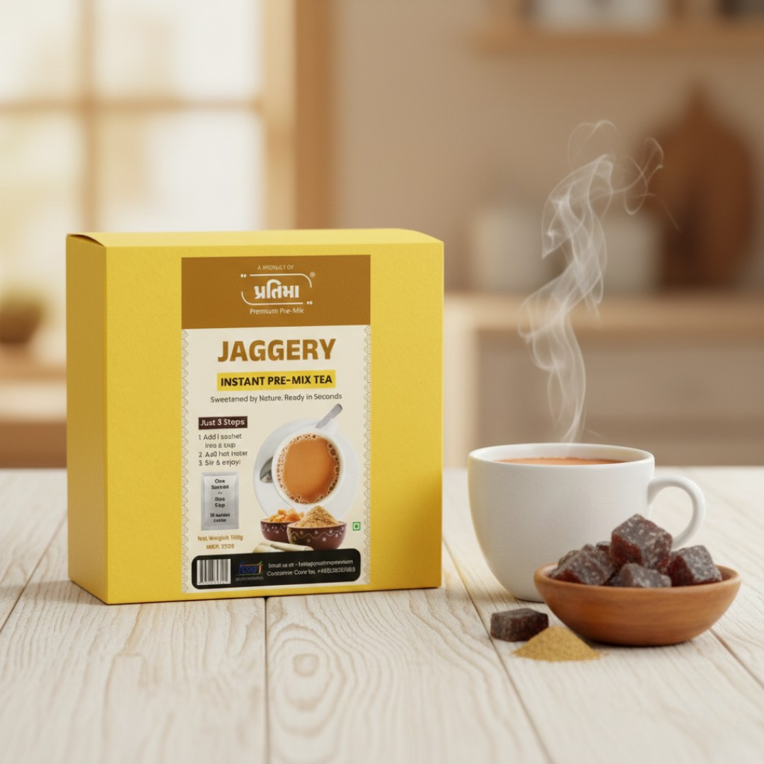 Jaggery Instant Pre-Mix Tea – 10 Sachets | Healthy & Natural Sweetened Tea