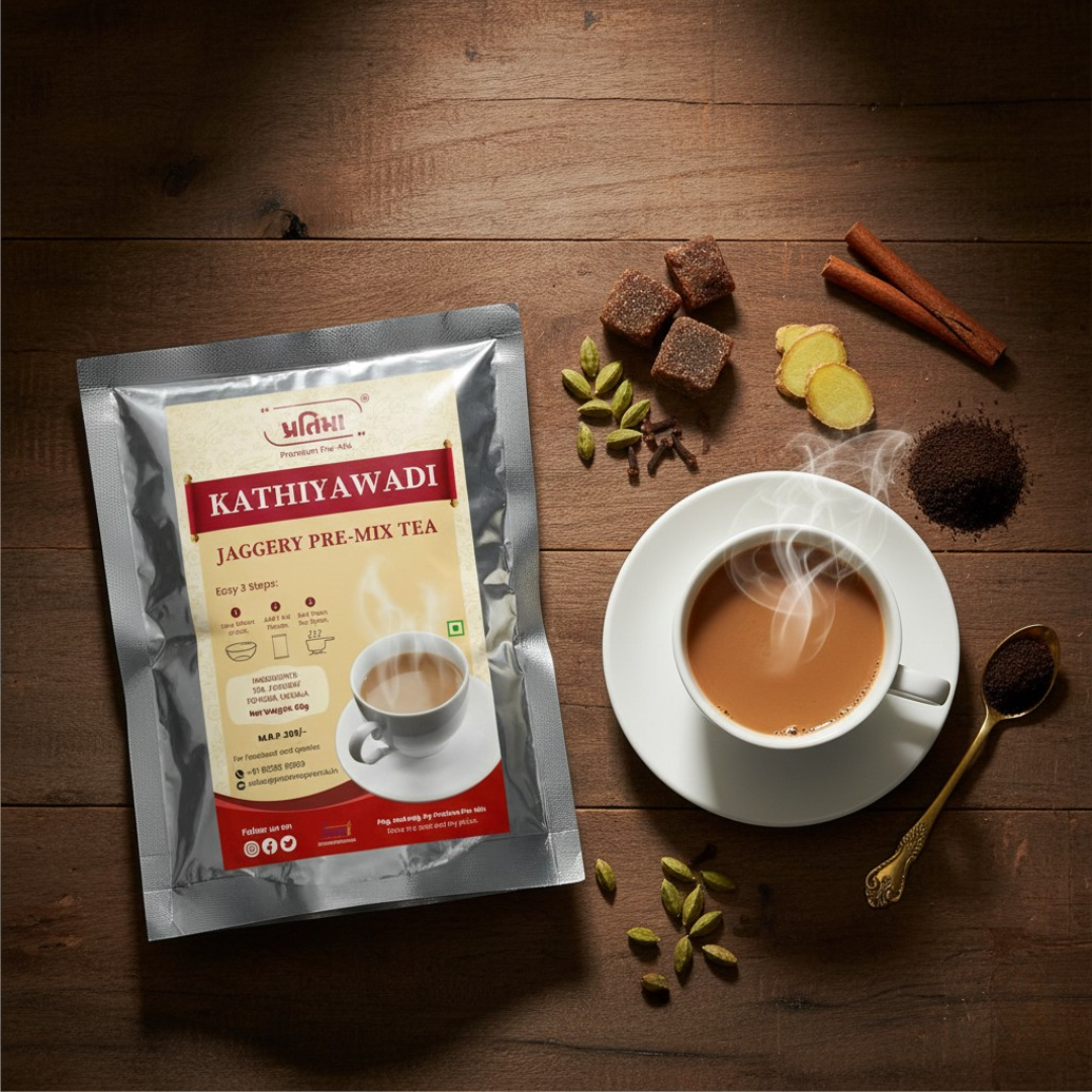 Kathiyawadi Jaggery Tea Pre-Mix – For 500ml Milk