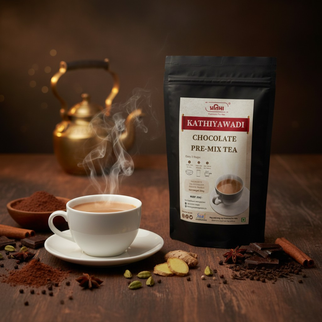 Kathiyawadi Chocolate Tea Pre-Mix – For 1 Liter Milk