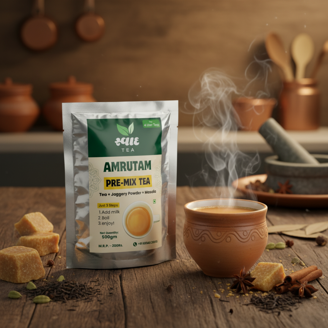 Swaad Amrutam Jaggery Pre-Mix Tea – 500g | Authentic Indian Sweet Tea
