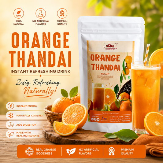 Pratima Orange thandai instant citrus cool drink mix 150 gm pack