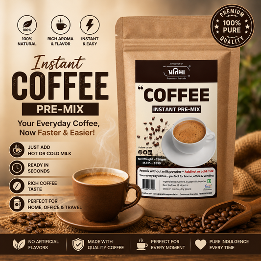 Pratima instant coffee pre-mix with milk powder 150 gm — ready-to-brew Indian coffee
