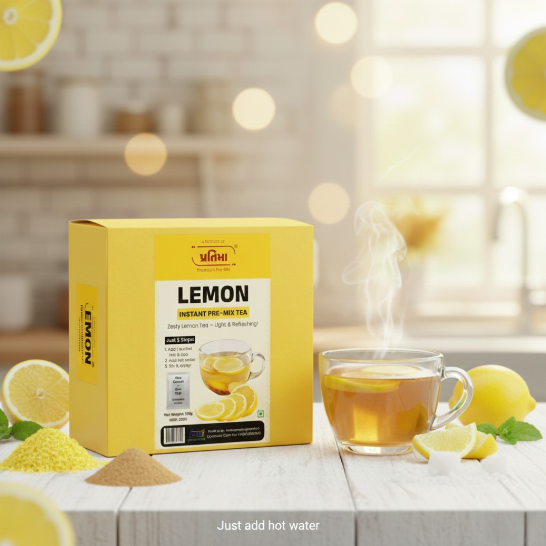 Lemon Instant Pre-Mix Tea – 10 Sachets | Zesty & Refreshing Instant Drink