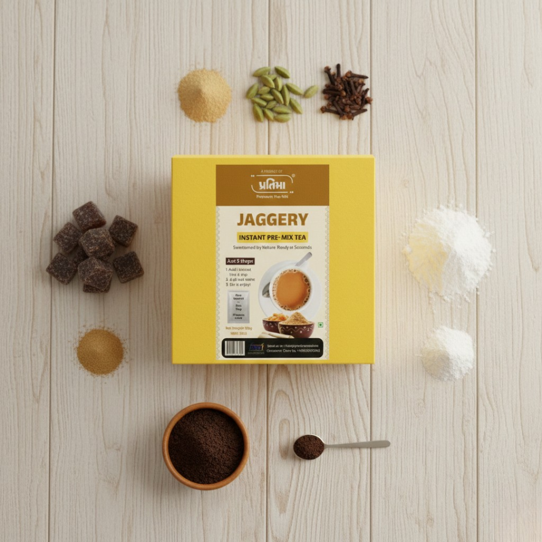 Jaggery Instant Pre-Mix Tea – 10 Sachets | Healthy & Natural Sweetened Tea