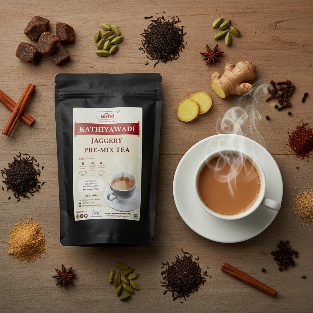 Kathiyawadi Jaggery Tea Pre-Mix – For 1 Liter Milk