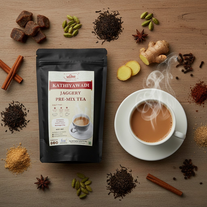 Kathiyawadi Jaggery Tea Pre-Mix – For 1 Liter Milk