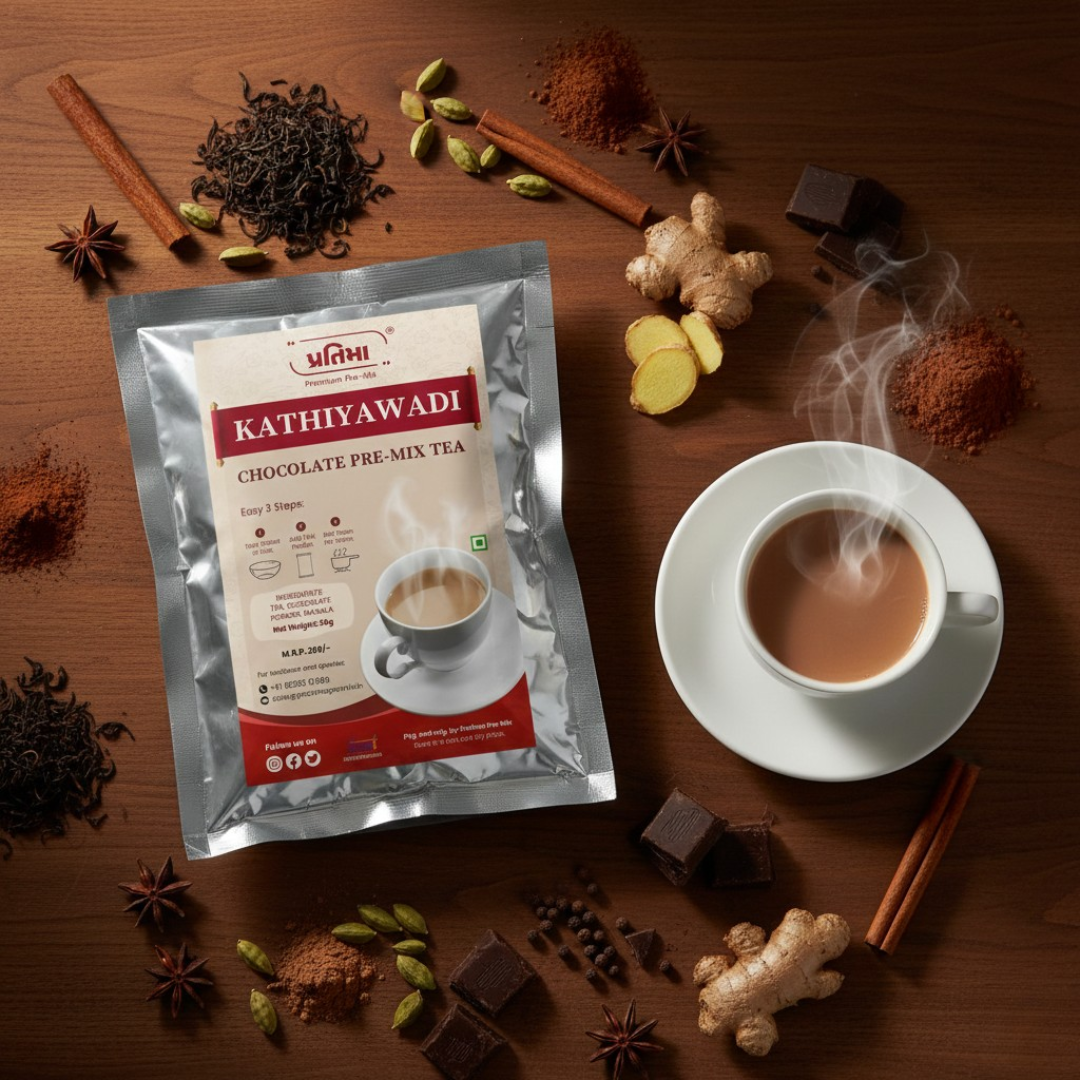 Kathiyawadi Chocolate Tea Pre-Mix – For 500ml Milk