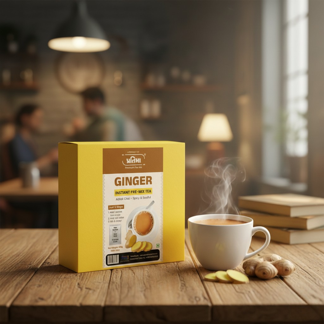 Ginger Instant Pre-Mix Tea – 10 Sachets | Spicy & Refreshing Instant Tea