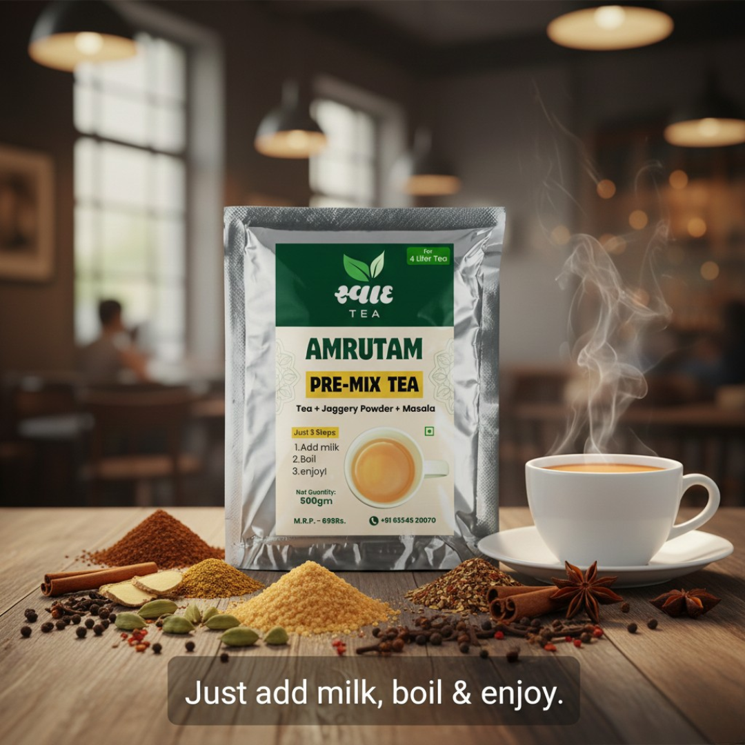 Swaad Amrutam Jaggery Pre-Mix Tea – 500g | Authentic Indian Sweet Tea