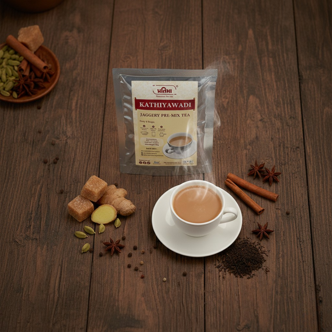 Kathiyawadi Jaggery Tea Pre-Mix – For 250ml Milk