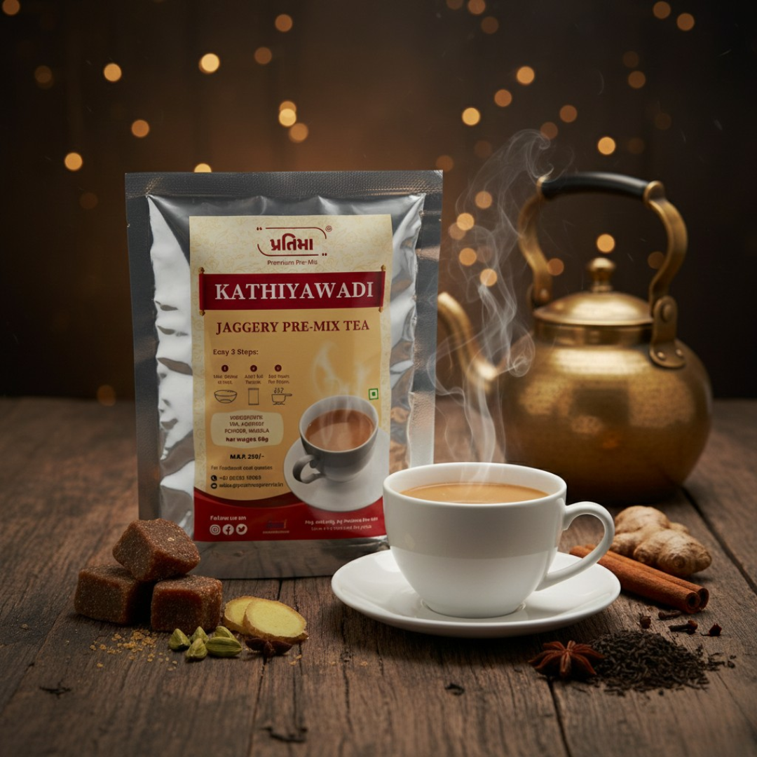 Kathiyawadi Jaggery Tea Pre-Mix – For 500ml Milk