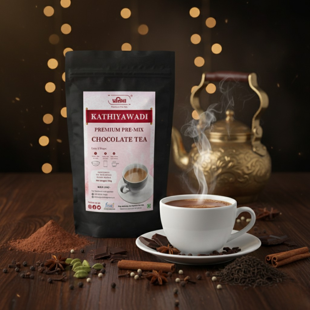 Kathiyawadi Chocolate Tea Pre-Mix – For 1 Liter Milk