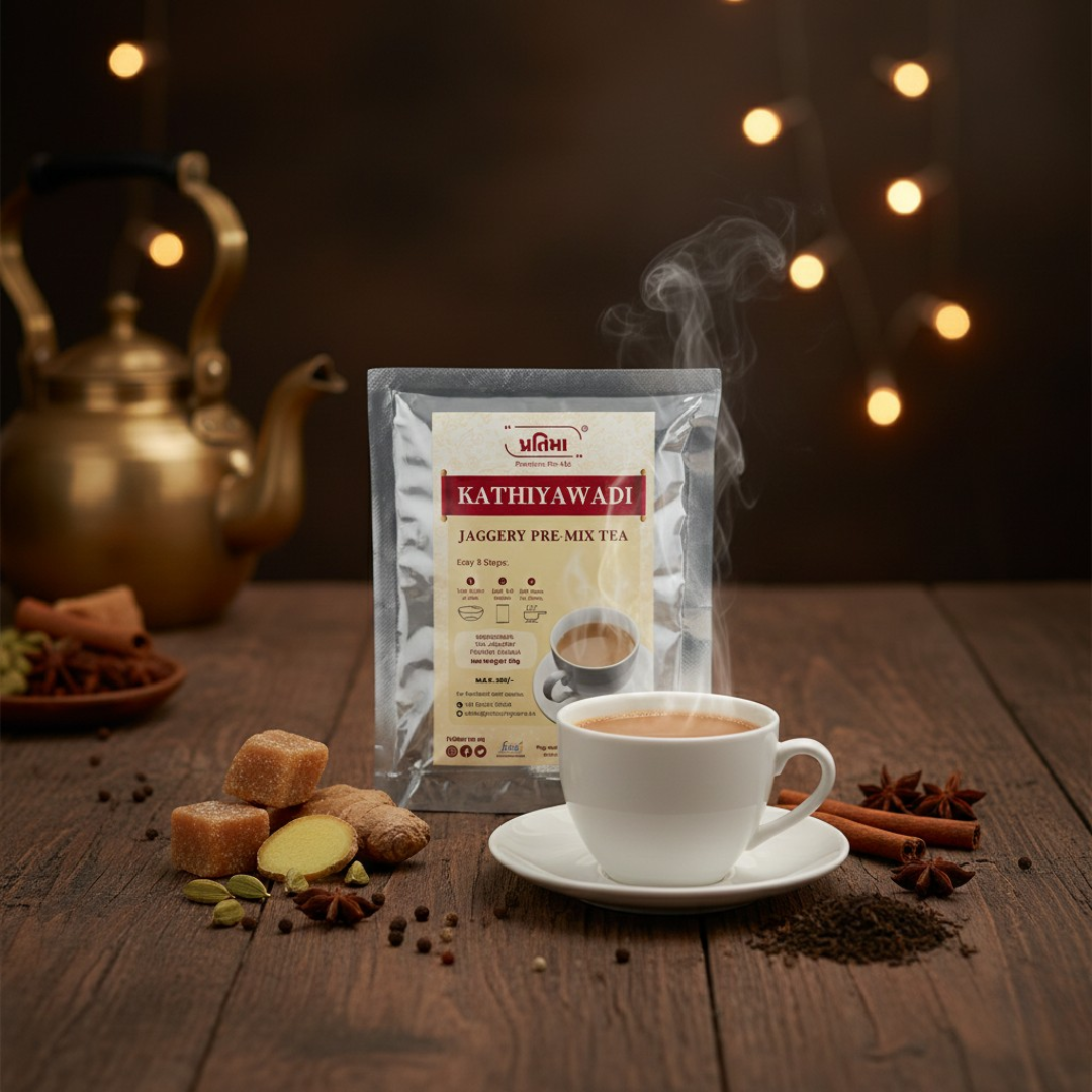 Kathiyawadi Jaggery Tea Pre-Mix – For 250ml Milk