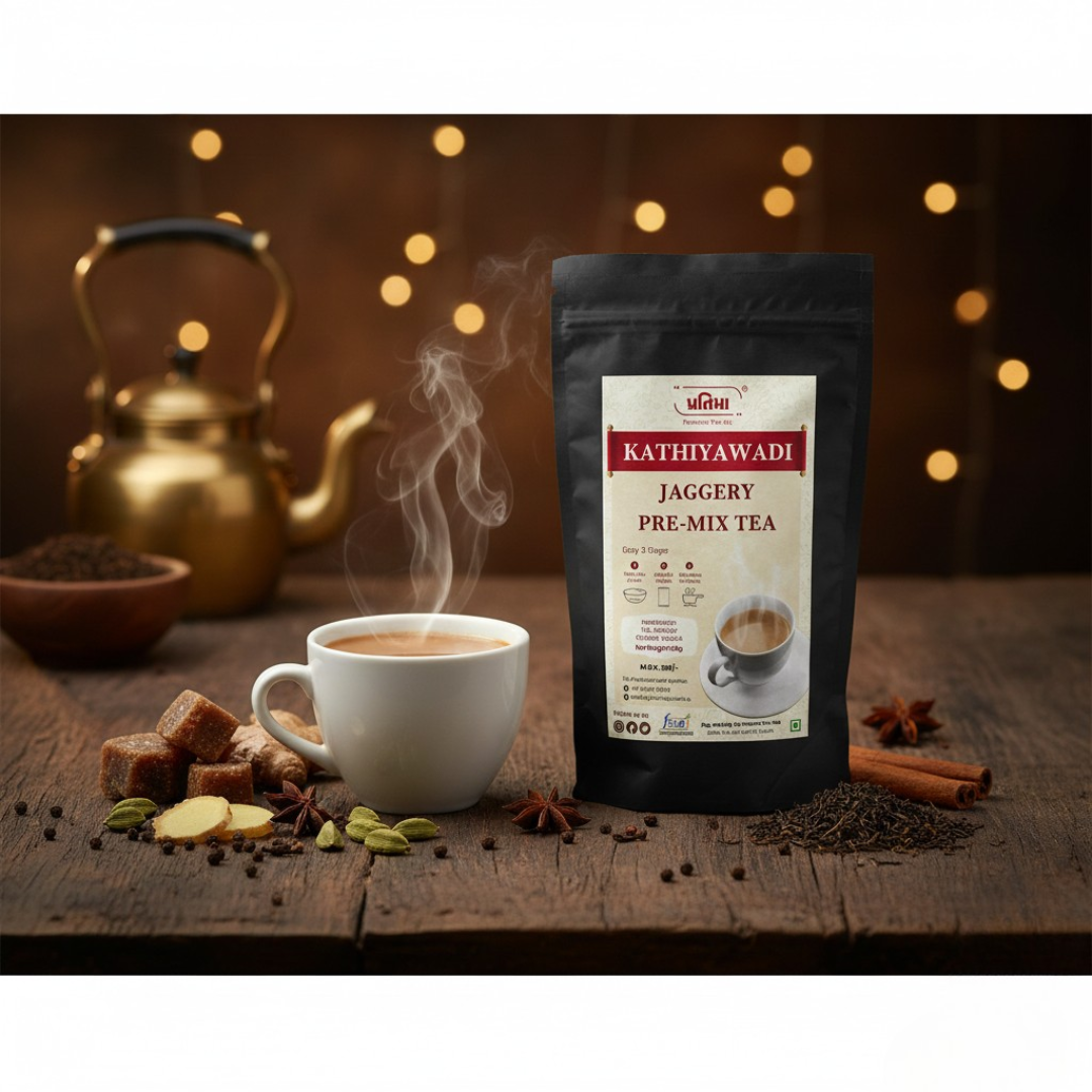 Kathiyawadi Jaggery Tea Pre-Mix – For 1 Liter Milk