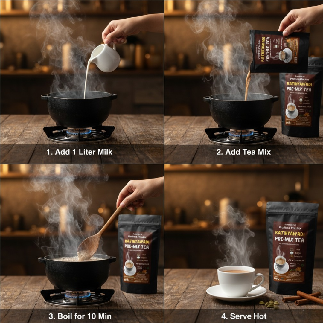 Kathiyawadi Premium Tea Pre-Mix – For 1 Liter Milk