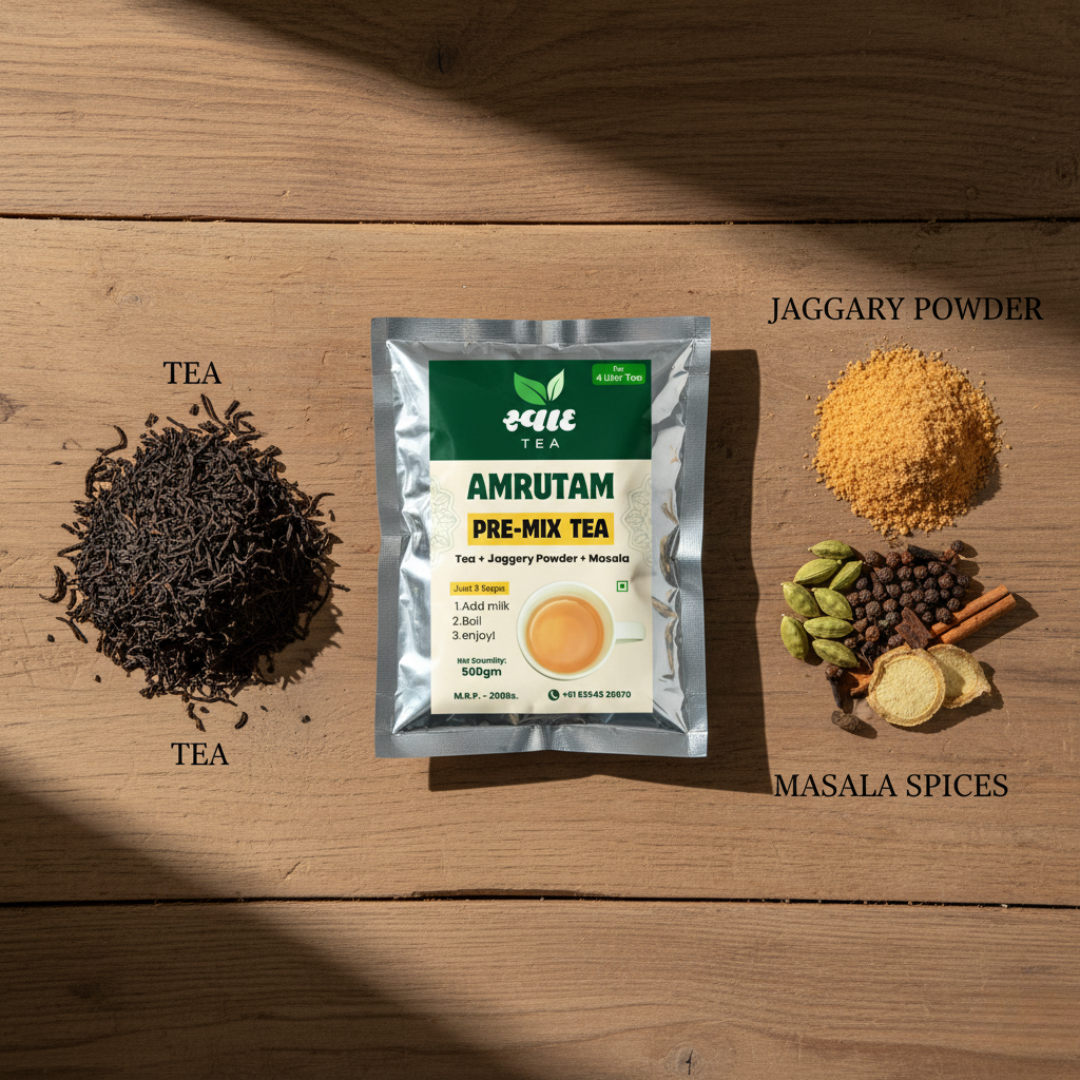 Swaad Amrutam Jaggery Pre-Mix Tea – 500g | Authentic Indian Sweet Tea