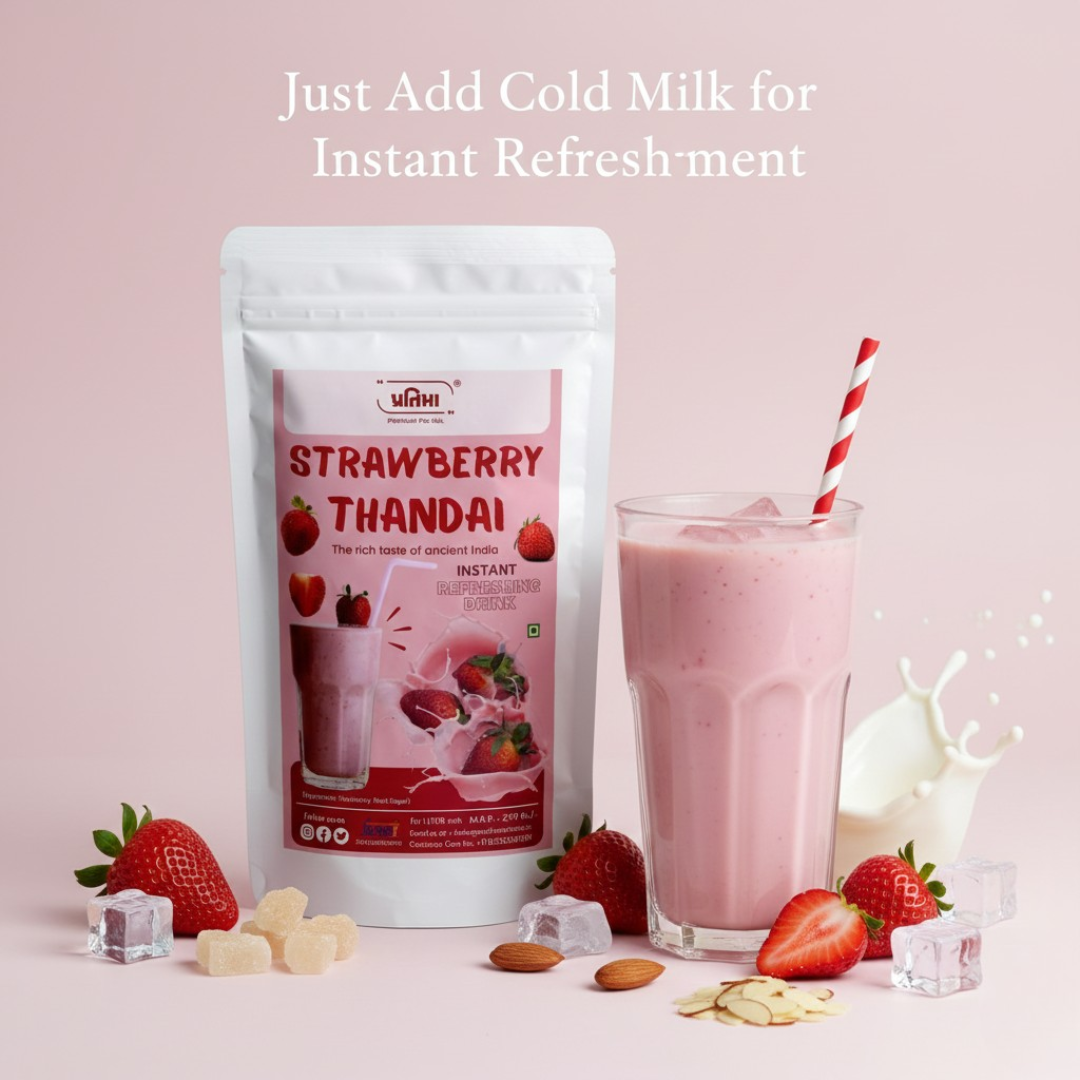 Strawberry Thandai – Instant Fruity Drink Mix (150gm) | Pratima Pre-Mix