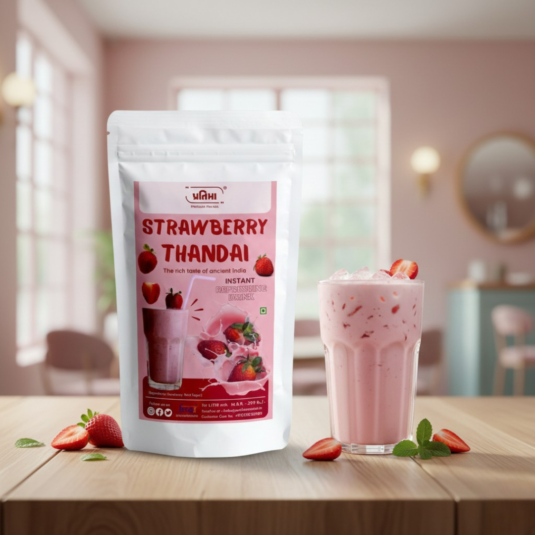 Strawberry Thandai – Instant Fruity Drink Mix (150gm) | Pratima Pre-Mix
